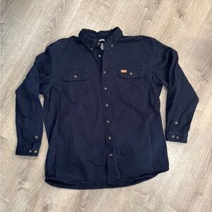 Men’s Carhartt Dark Original Fit Blue Button-up long sleeve Shirt size 2XL Tall